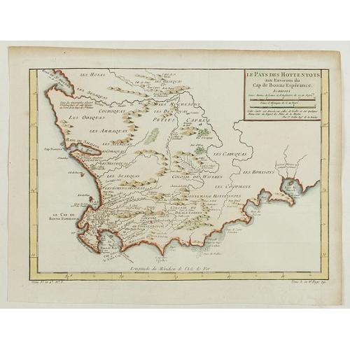 Old map image download for Le Pays des Hottentots aux environs du Cap de Bonne Espérance. . .