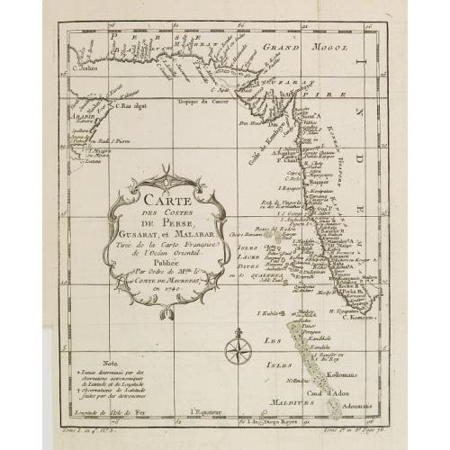Old map image download for Carte des Costes de Perse, Gusarat et Malabar..