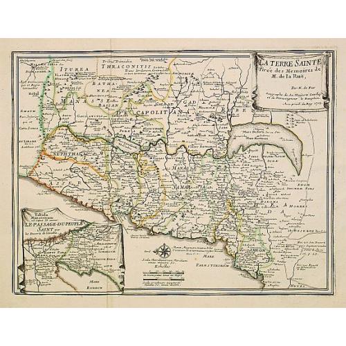 Old map image download for " La Terre Sainte Tir&eacute;e des Memoires de M. de la. Ru&euml;, par N.de Fer."