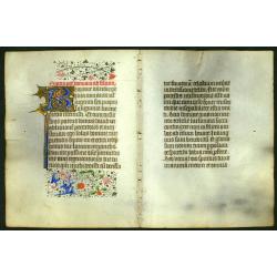 2 Leaves of vellum, from a manuscript book of hours.