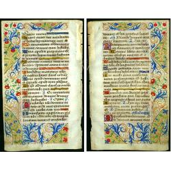 Leaf of vellum, from a manuscript book of hours.