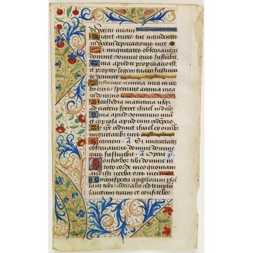 Leaf of vellum, from a manuscript book of hours.