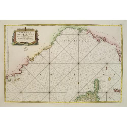 Old map image download for Carte réduite du Golphe de Genes. Conenant partie des cotes de Provence, celles de Piemont, de Genes et de Toscane . . .