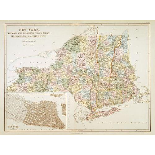 Old map image download for New York. Vermont, New Hempshire, Rhode Island..