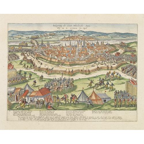 Old map image download for Belegerung der statt Maestricht Anno Drij MDLXXIX Im April.