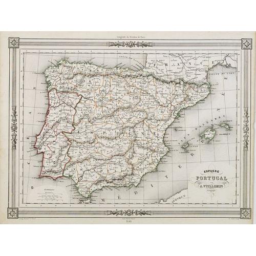 Old map image download for Espagne at Portugal par A.Vuillemin Géographe.