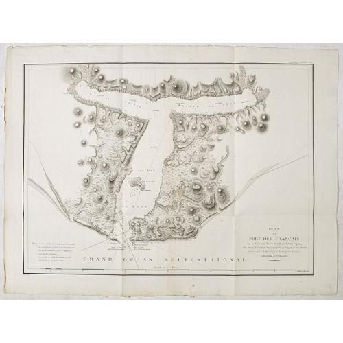 Old map image download for Plan du Port des Francais sur la Cote du Nord-Ouest de l'Amerique, par 58°37' de Latitude Nord et 139°50' de Longitude Occidentale, Decouverte le 2 Juillet 1786, par les Fregates Francaise la Boussole et l'Astrolabe.