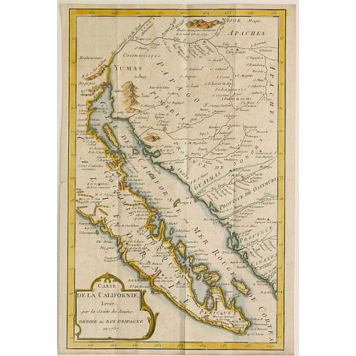 Old map image download for Carte de la Californie, Levée par la Société des Jesuites..