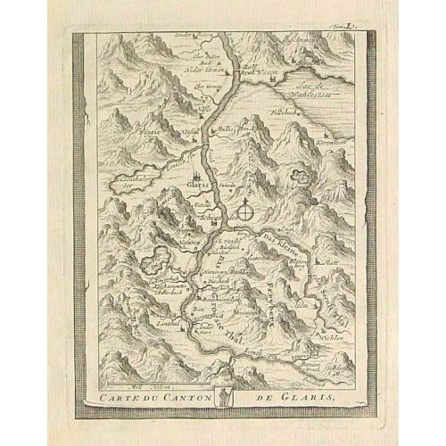 Old map image download for Carte du Canton de Glaris.