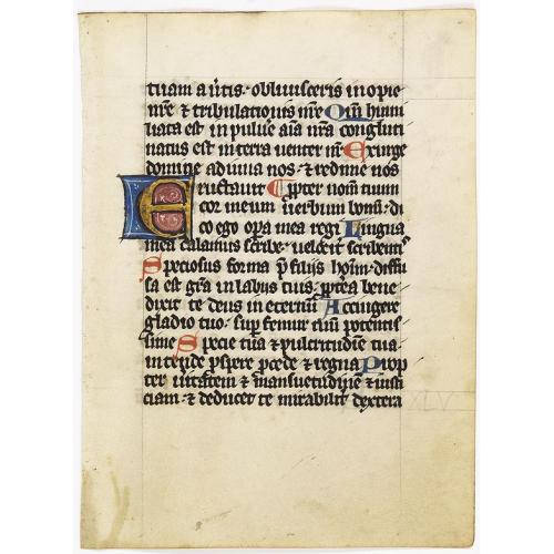 Manuscript leaf, written on vellum, from a Flemish Psalter.