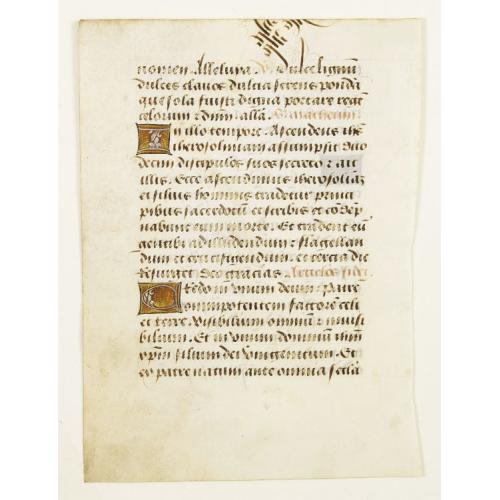Manuscript leaf on vellum from a book of hours.