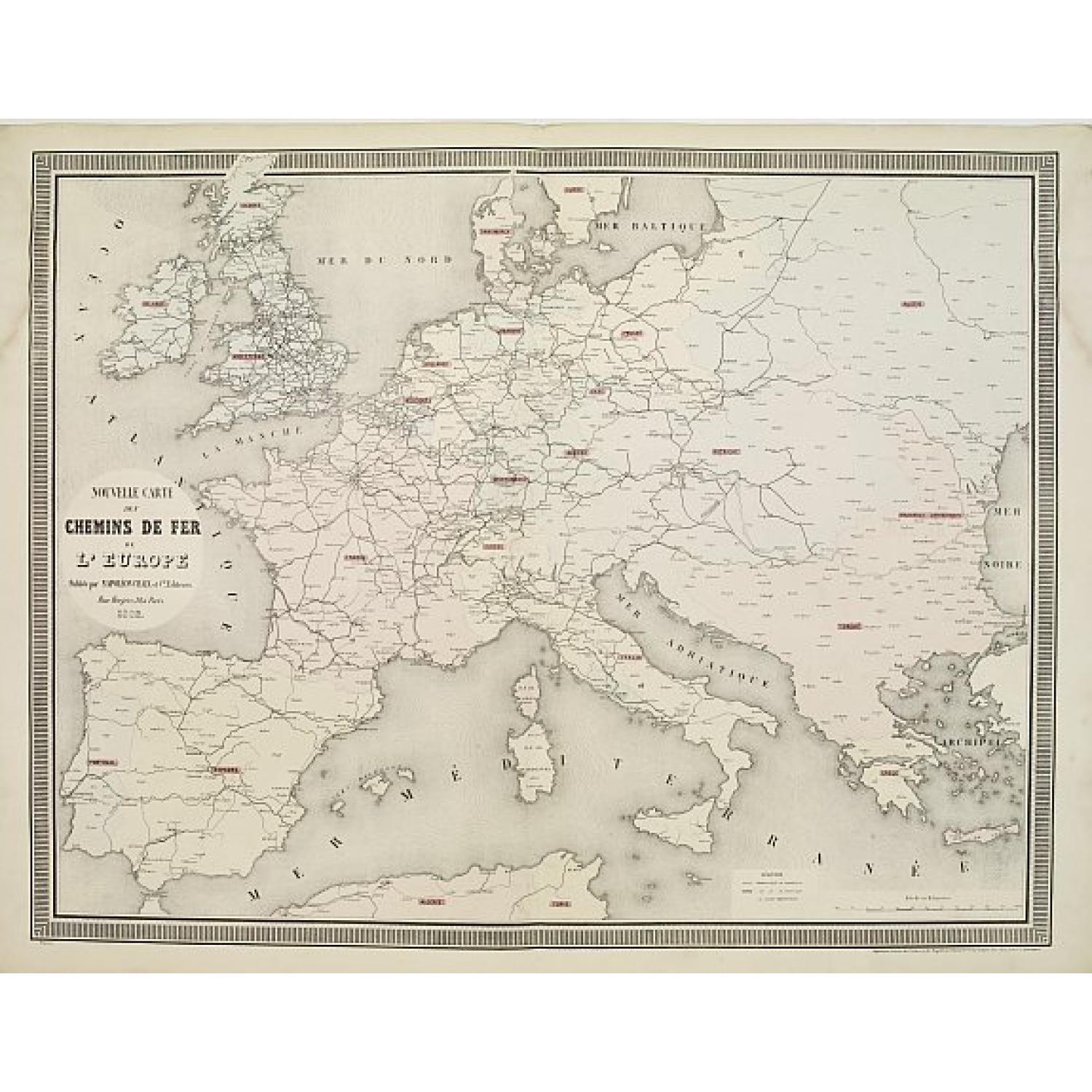 Nouvelle carte des chemins de fer de Europe.