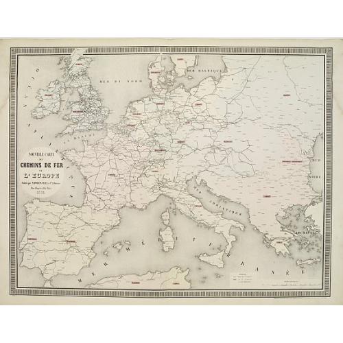 Old map image download for Nouvelle carte des chemins de fer de Europe.