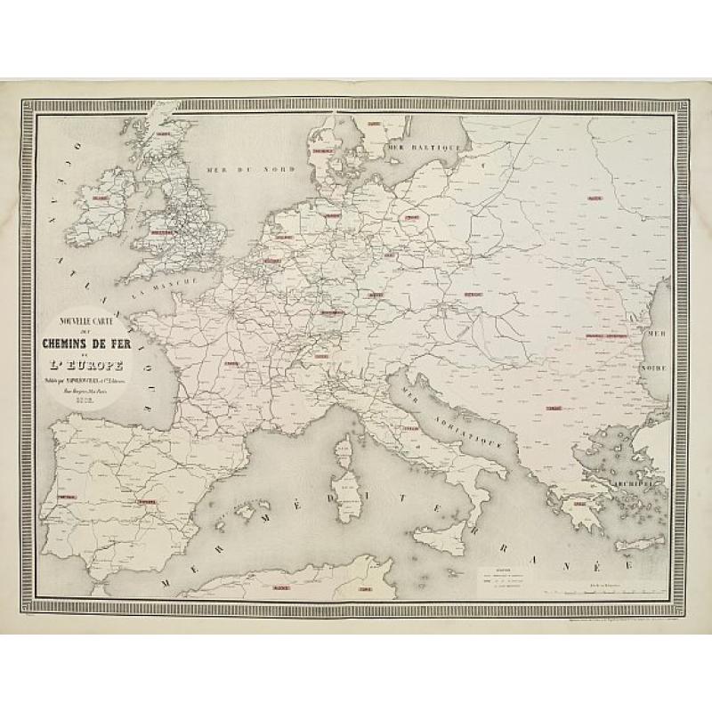 Nouvelle carte des chemins de fer de Europe.