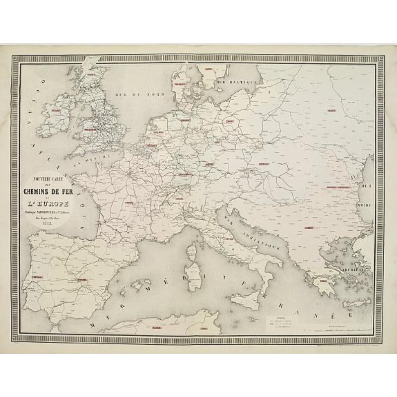 Nouvelle carte des chemins de fer de Europe.