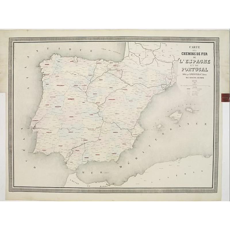 Carte des chemins de fer de l'Espagne et du Portugal. . .