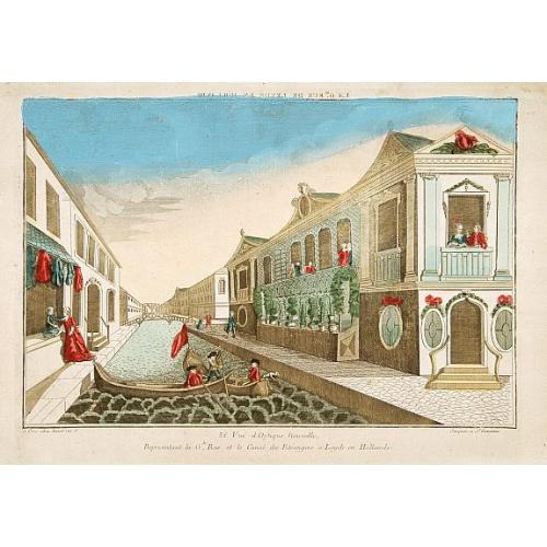 Old map image download for Vue d'Optique nouvelle, representant la Gde rue a Leyde..