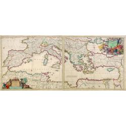 [2 charts] Accuratissima Occidentalioris Districtus Maris Mediterranei.. / Accuratissima Orientalis Districtus Maris Mediterranei..