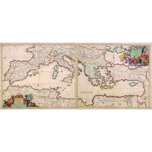 Old map image download for [2 charts] Accuratissima Occidentalioris Districtus Maris Mediterranei.. / Accuratissima Orientalis Districtus Maris Mediterranei..