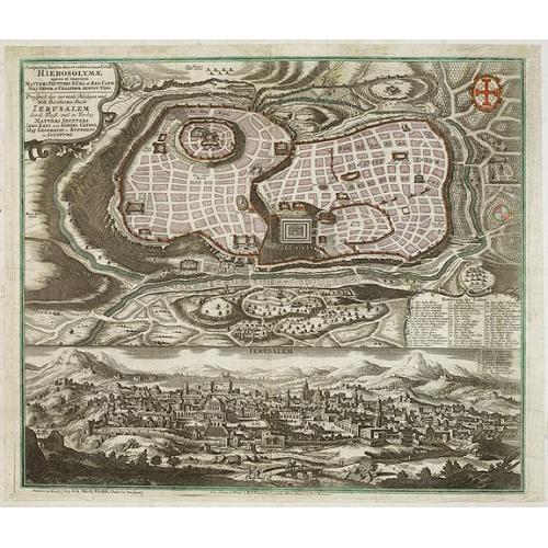 Old map image download for Prospectus Sanctae olim.. Hierosolymae.. Jerusalem. . .