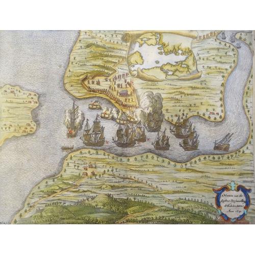 Old map image download for 't Neemen van de Suyker Prysen in de Bay de Todo los Santos