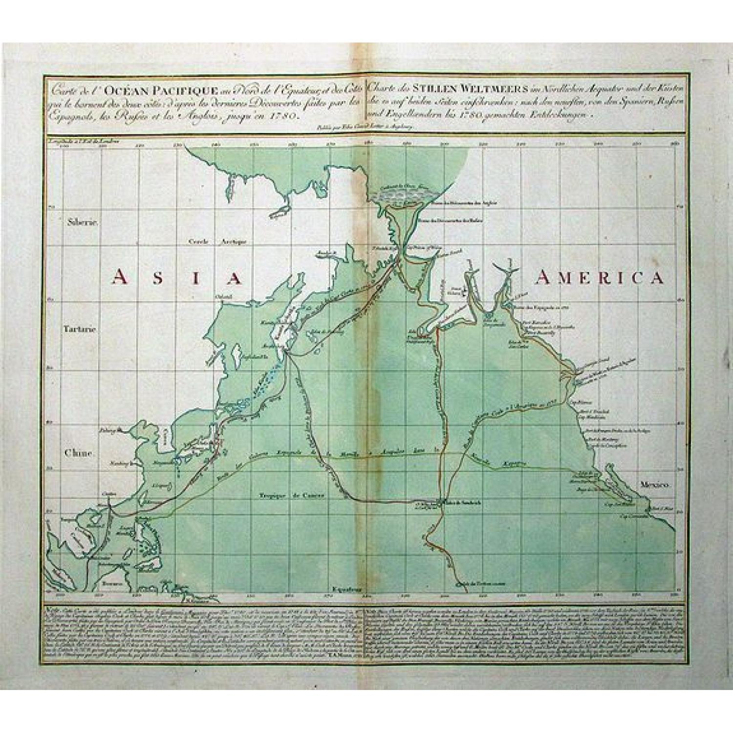 Carte de l'Océan Pacifique au Nord de l'Equateur.../Charte des Stillen Weltmeers...