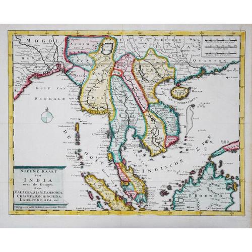 Nieuwe kaart van India over de Ganges, of van Malakka, Siam, Cambodia, Chiampa, Kochinchina, Laos, Pegu, Ava, enz.