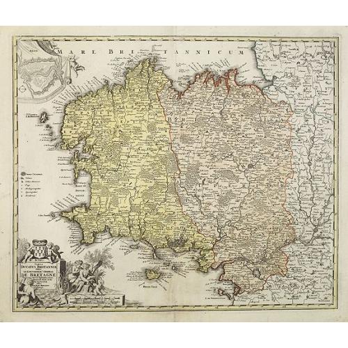 Old map image download for Tabula Ducatus BRITANNIAE Gallis le Gouvernement DE BRETAGNE. . .