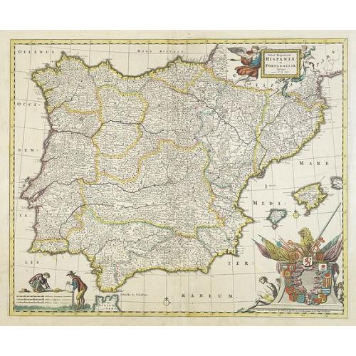 Old map image download for Totius Regnorum HISPANIAE et PORTUGALLIAE descriptio.