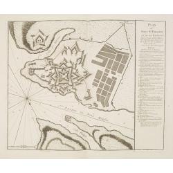 Plan du Fort St. Philippe et de ses Environs : Situés à l'entrée du Port Mahon dans l'Isle de Minorque / Envoyés par Mgr le Marechal Duc de Richelieu. . .