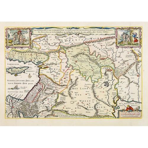 Old map image download for De gelegenheyt van t'paradys ende t'landt van Canaan..