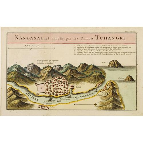 Old map image download for Nangasaki appellé par les Chinois Tchangki.