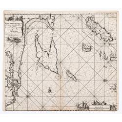 Pas kaart Van Rio Oronoque Golfo de Paria met d'Eylanden Trinidad, Tabago, Granada, Granadillos, en Bequia ...