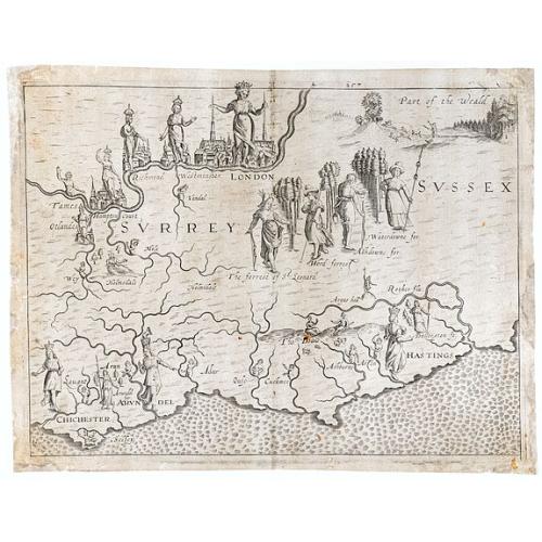 Old map image download for Surrey [and] Sussex [with] London.