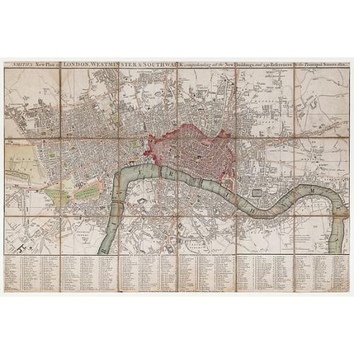 Old map image download for Smith's New Plan of London, Westminster & Southwark; comprehending all the New Buildings, and 350 References to the Principal Streets.