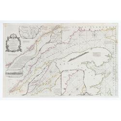 Exact Chart of the River St. Laurence from Fort Frontenac to the Island of Anticosti showing the Soundings, Rocks, Shoals &c. with Views of the Lands and all necessary Instructions for navigating that River to Quebec.