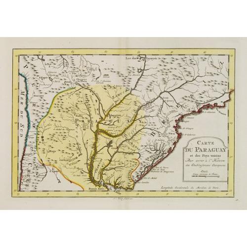 Old map image download for Carte du Paraguay et des Pays voisins..