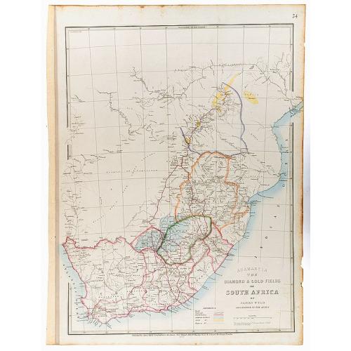 Old map image download for Adamantia. The Diamond and Gold Fields of South Africa