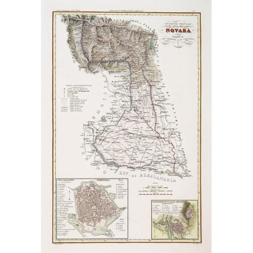 Old map image download for Divisione militaire di Novara. Provincie di Valsesia e di Vercelli.