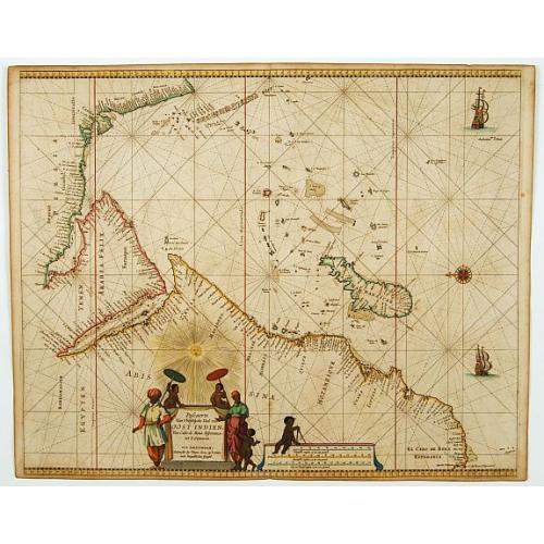 Old map image download for Pascaerte van 't Westelyckste Deel van Oost Indien, van Cabo de Bona Esperanca tot C.Comorin..