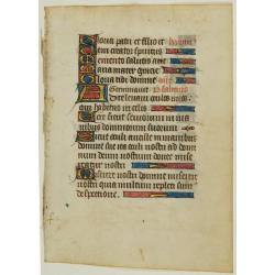 Leaf on vellum from a manuscript Book of Hours.