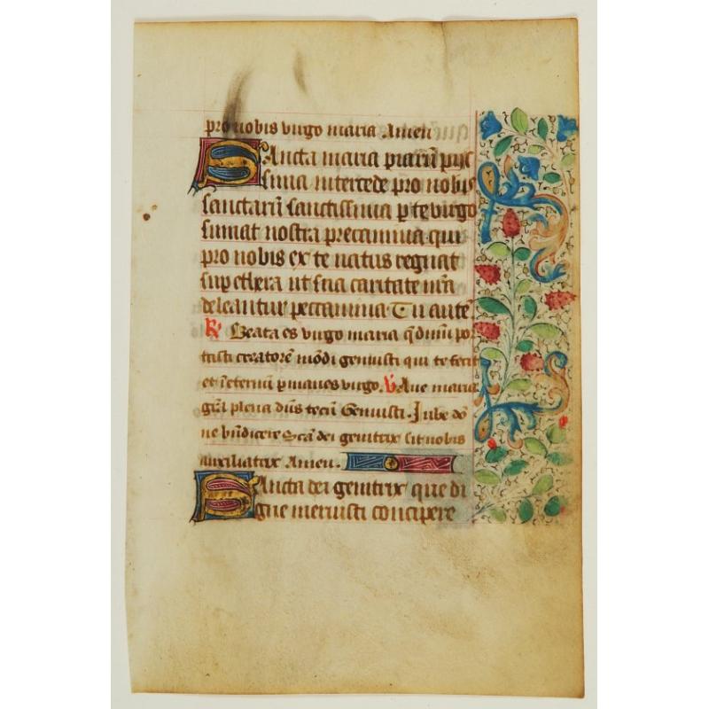 Leaf on vellum, from a manuscript book of hours.