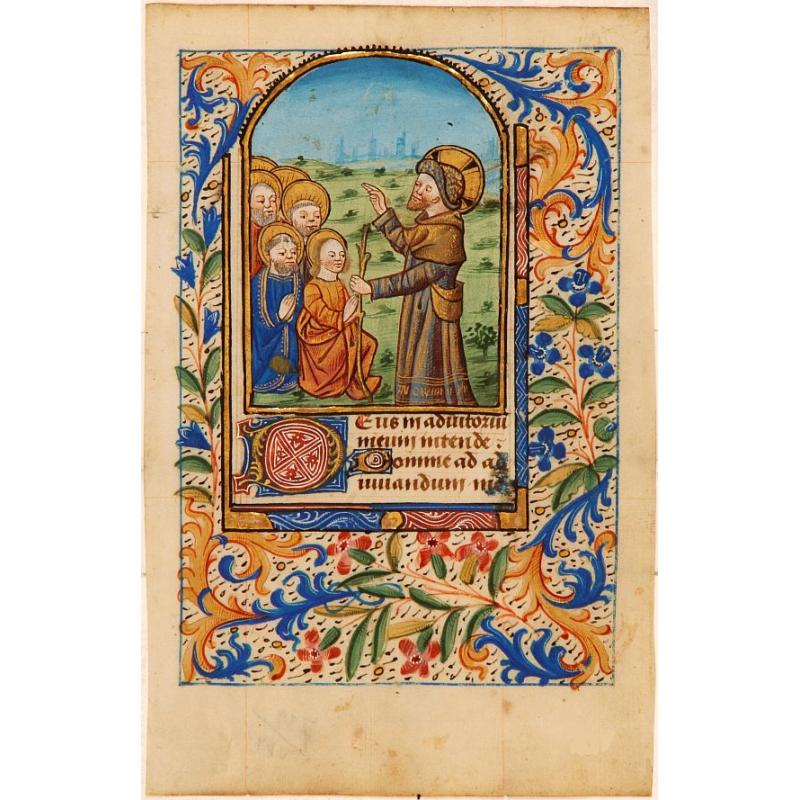 Miniature of Christ speaking to his disciples.