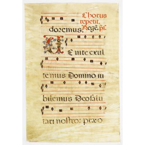 Old map image download for Leaf of manuscript music from an Antiphoner.