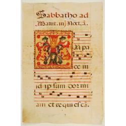 Leaf of manuscript music from an Antiphoner.