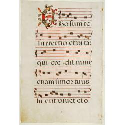 Leaf of manuscript music from an Antiphoner.