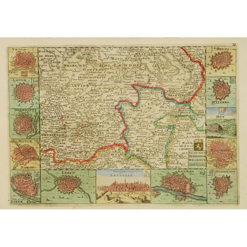 Kaart van't Hertogdom Brabant.