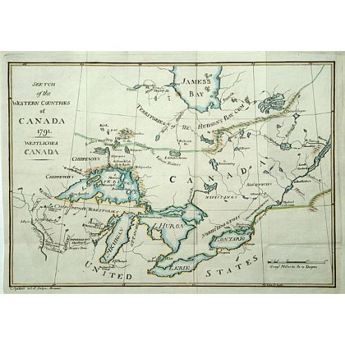 Sketch of the Western countries of Canada 1791./ Westliches Canada.