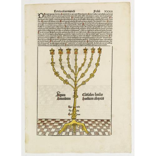 Old map image download for Tercia Etas Mundi. Candelabri Luminus. Folio XXXII