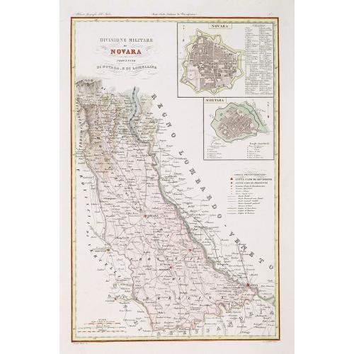 Old map image download for Divisione Militare di Novara. Novara / Lomellina.